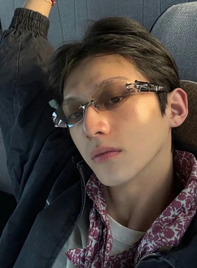 韩版墨镜无边框水银色切边金属镂空高级感老钱风街拍太阳镜男潮