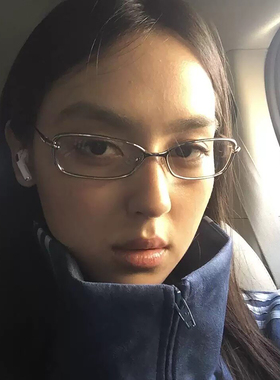 美式复古Y2K金属老钱风防蓝光素颜眼镜女长方形配度数近视眼镜框
