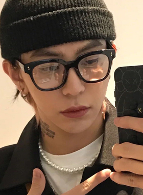 gm黑框近视眼镜男款方框大脸显瘦防蓝光高度数变色素颜平光镜女潮