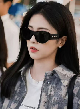 白鹿同款连体大框猫眼个性太阳镜男遮阳防紫外线高级感新款墨镜女