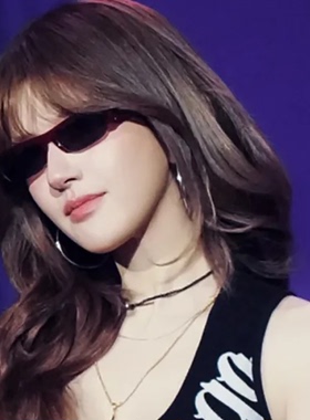 赵露思同款墨镜红色半框复古防紫外线中古风太阳眼镜女方圆脸显瘦