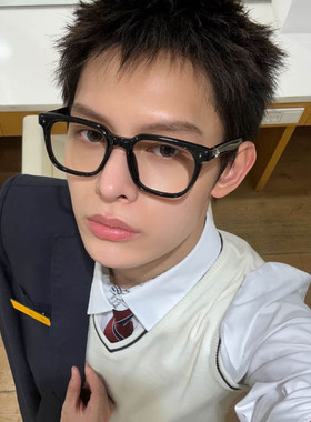 复古黑框近视眼镜男款方框大脸显瘦防蓝光素颜眼镜框架女可配度数