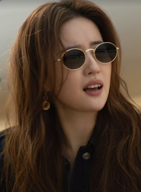 玫瑰的故事黄亦玫刘亦菲同款墨镜复古椭圆小框防晒近视太阳眼镜女