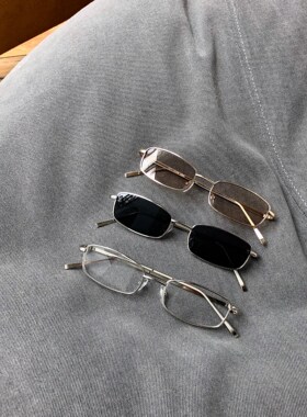 韩国长方形窄边小框金属墨镜流行时髦的复古眼镜男女款近视太阳镜