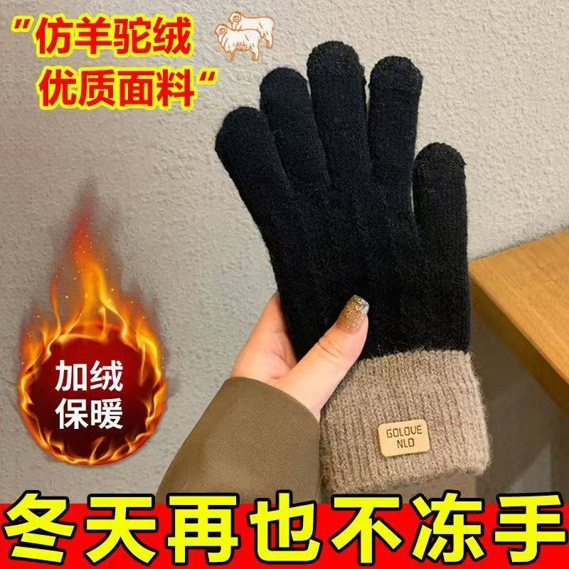 冬季加厚加绒防寒保暖可触屏手套