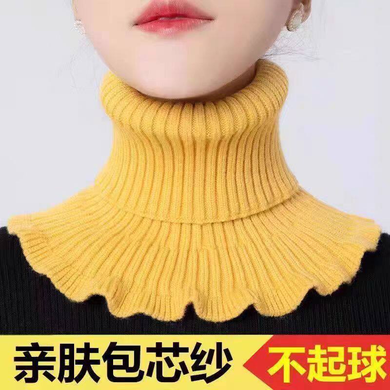 冬季新款保暖加绒针织套头围脖女护颈防寒时尚脖套百搭毛线假领子