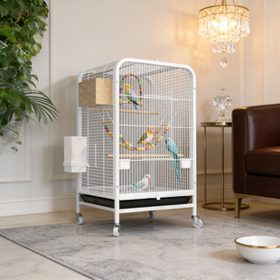 鸟笼鹦鹉笼专用别墅带轮移动虎皮八哥牡丹小太阳鸟笼子家用横丝