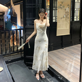 清仓商品不退不换 雾漫白霜 法式 白色吊带连衣裙新款 气质长裙