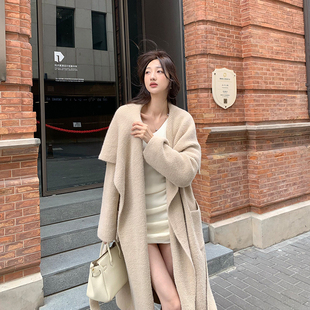 【清仓商品不退不换】 优雅轮廓/温柔感仿貂毛大衣翻领显瘦外套
