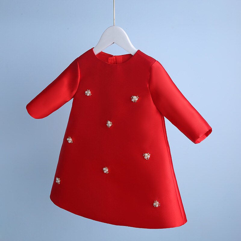 新品 韩版高端A字裙纯手工定制礼服裙女童西式周岁百天满月小礼服