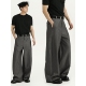 宽松阔腿直筒长裤 春夏季 裤 男松弛条纹撞色西装 慵懒设计感条纹西裤