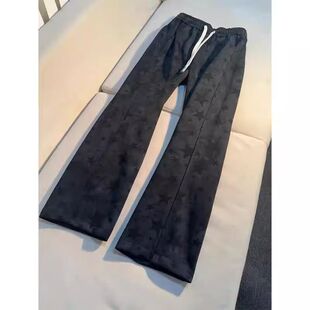 美式黑色星星卫裤男女秋冬季设计感裤子高街直筒长裤