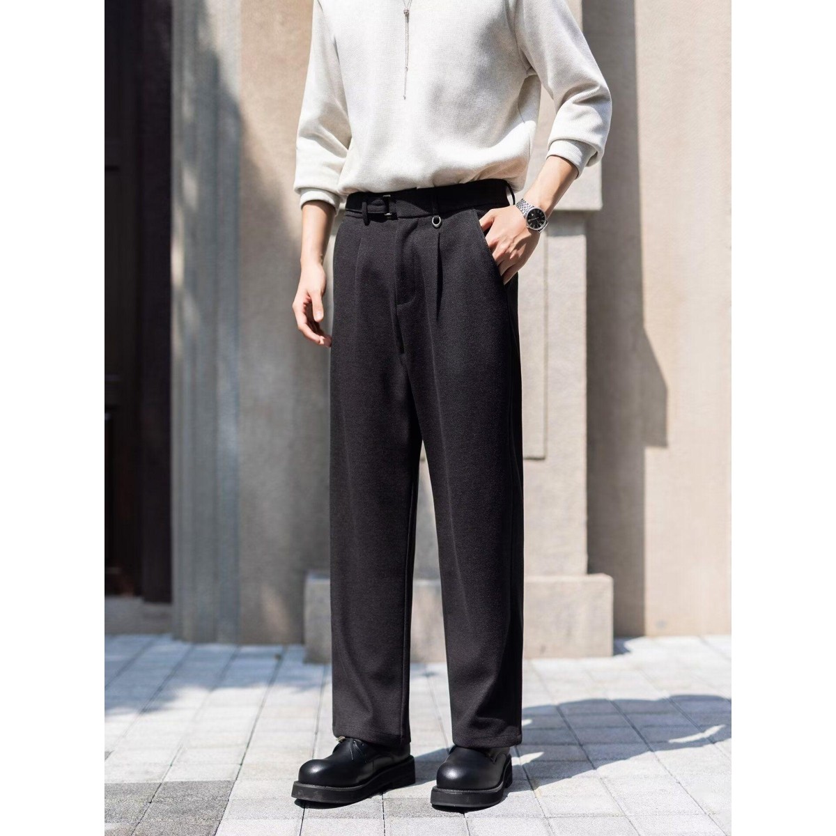 2024新款宽松休闲裤男韩版潮流百搭裤子夏季薄款坠感阔腿拖地长裤,男装,休闲裤,淘宝优惠券,粉丝福利购,淘宝优惠卷