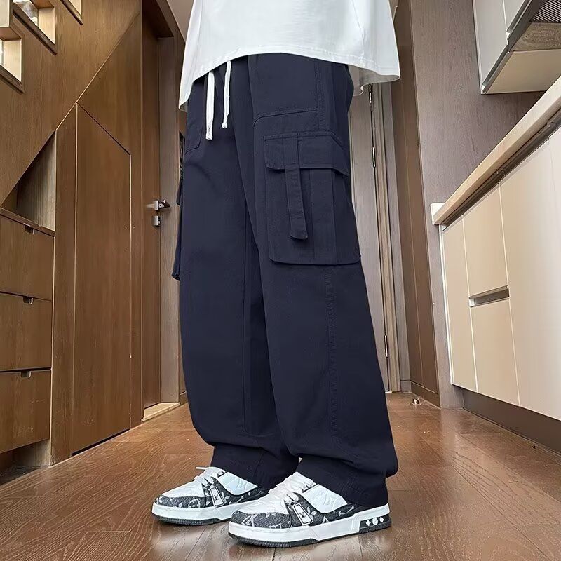2024新款宽松休闲裤男韩版潮流百搭裤子夏季薄款坠感阔腿拖地长裤