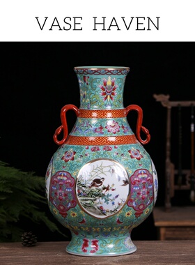 宋代美学超好看珐琅彩仿古中式氛围感花瓶2026热卖客厅玄关装饰品