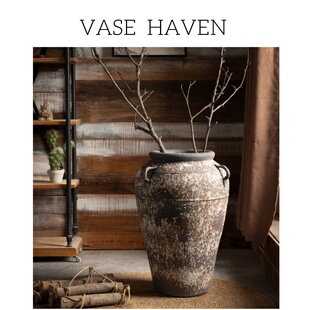 宋代美学景德镇斑驳落地插花瓶侘寂风粗陶摆件客厅酒店民宿氛围感