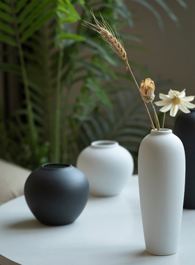 宋代宋式美学景德镇手工瓷器白色陶瓷花瓶现代简约氛围感爆款花瓶
