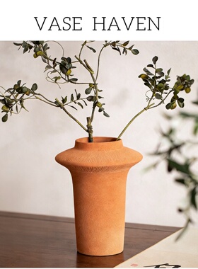 宋代美学超好看景德镇侘寂风粗陶小众设计感花瓶玄关茶几民宿摆件