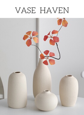 超好看现代简约白色氛围感小花瓶干花水培玄关桌面轻奢高级感花器