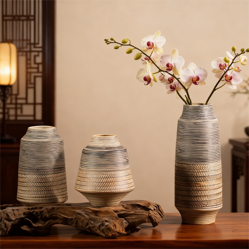 宋式美学景德镇手工粗陶氛围花瓶