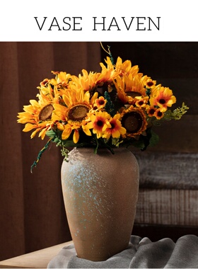 宋代美学特别好看的景德镇粗陶花瓶水培插花复古禅意客厅民宿摆件