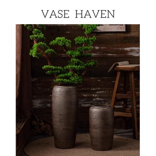 宋代宋式美学景德镇大号落地花瓶客厅酒店名宿庭院摆件风水装饰复