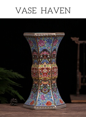 宋代宋式美学特别好看的珐琅彩礼器六方瓶仿古中式设计感小众花瓶