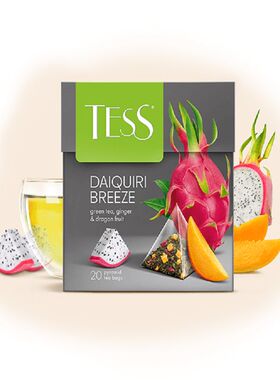 俄罗斯果茶进口TESS牌火龙果绿茶热带水果味果茶三角茶包36克