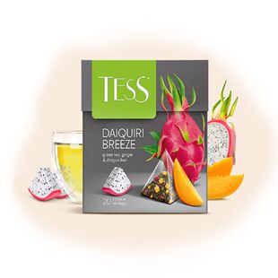 俄罗斯果茶进口TESS牌火龙果绿茶热带水果味果茶三角茶包36克