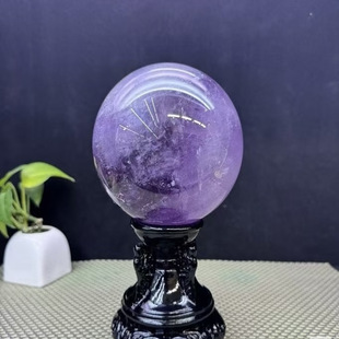 天然水晶球原石紫水晶球摆件招财风水球