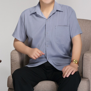 翻领汗衫 薄款 爷爷装 中老年男士 爸爸短袖 老人长袖 宽松夏季 衬衣 衬衫