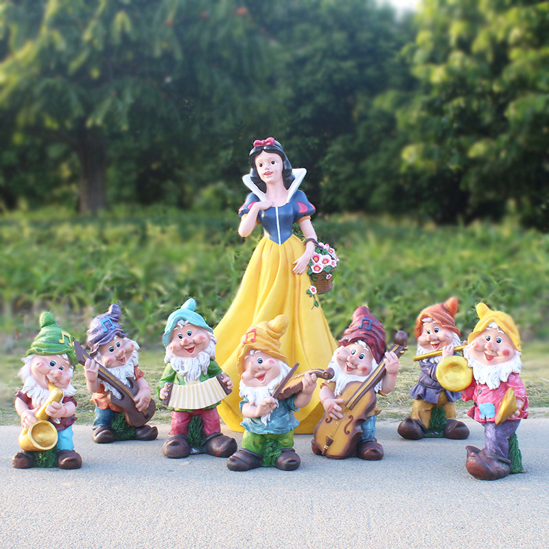 白雪公主和七个小矮人雕塑户外园林玻璃钢幼儿园庭院花园装饰摆件