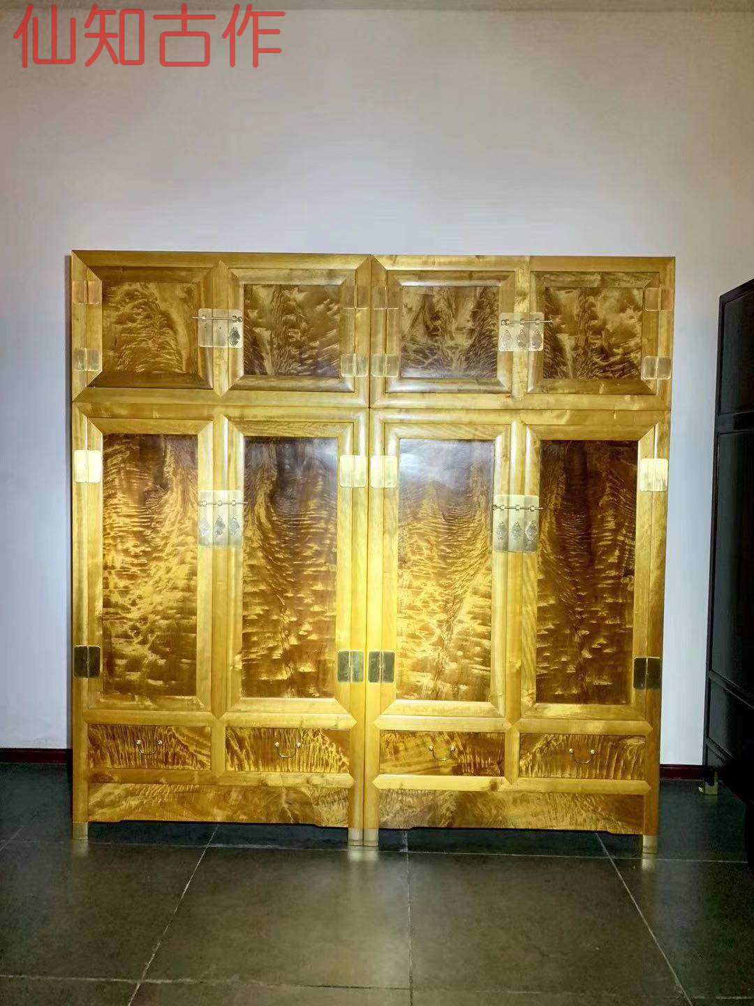 仙知古作品质四川金丝楠小叶桢楠水波纹顶箱柜衣柜红木家具收藏品