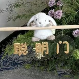 宝宝聪明门周岁礼满月宴生日牌布置婴儿拍照背景名字牌板设计定制