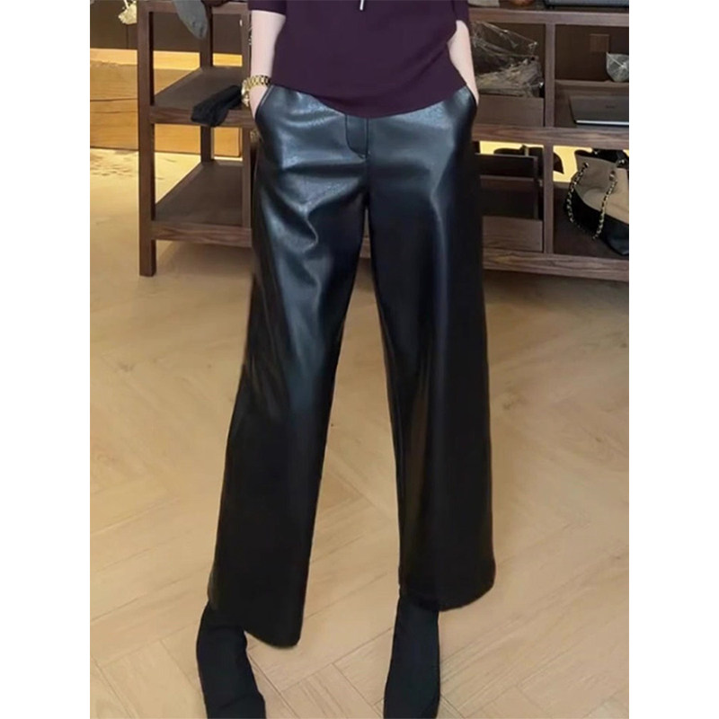 绵羊皮真皮皮裤欧洲站2026冬季新款时髦韩版气质休闲遮肉九分裤