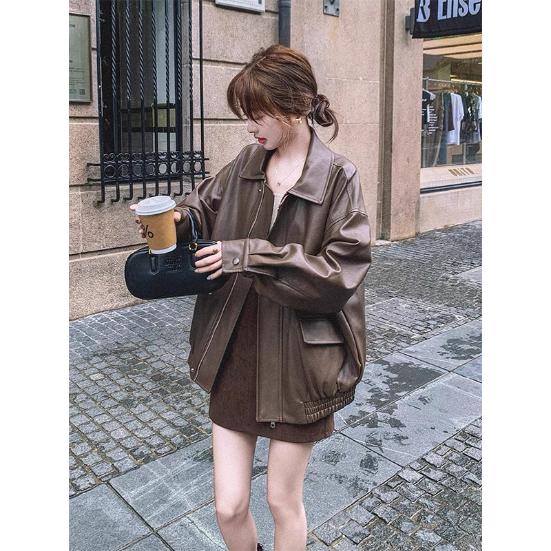 日系美拉德皮衣外套酷飒机车夹克