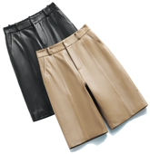 显瘦五分直通皮短裤 高腰韩版 新款 纯绵羊皮中裤 海宁真皮皮裤 女秋季