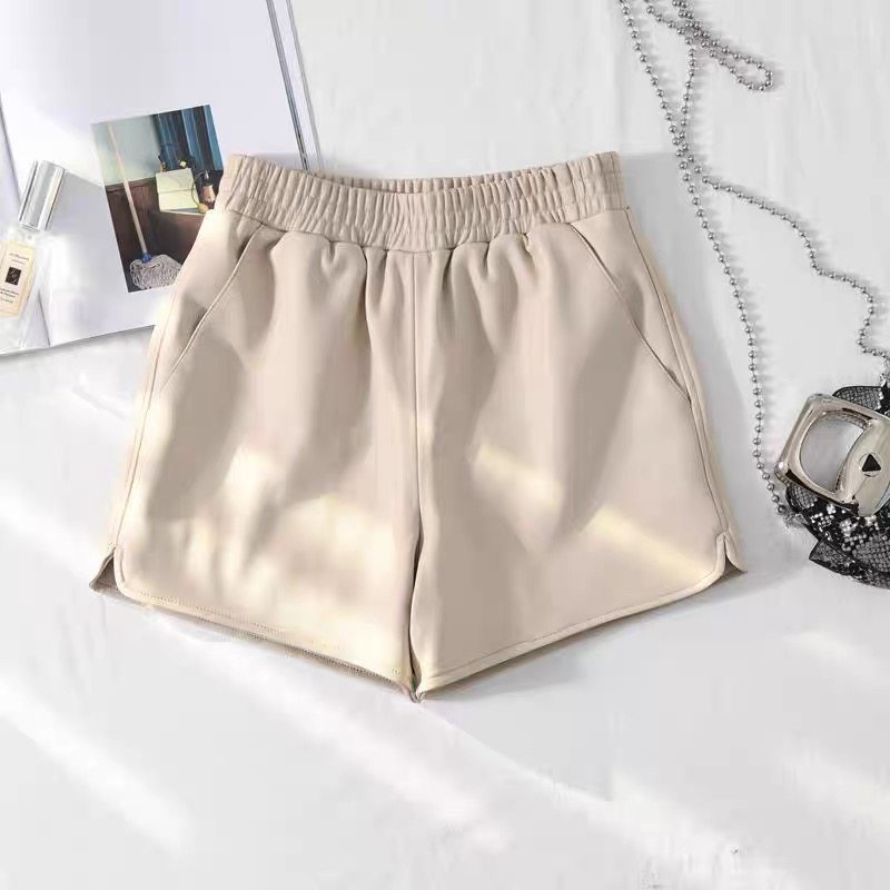 小羊皮真皮皮裤高腰a字阔腿短裤