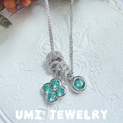 UMI家轻珠宝/【雨露】S925银镀k金·帕拉伊巴色四叶草盘缠项链