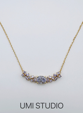 UMI家·轻珠宝/S925银镀k金·紫藤花微笑项链45cm可调节生日礼物