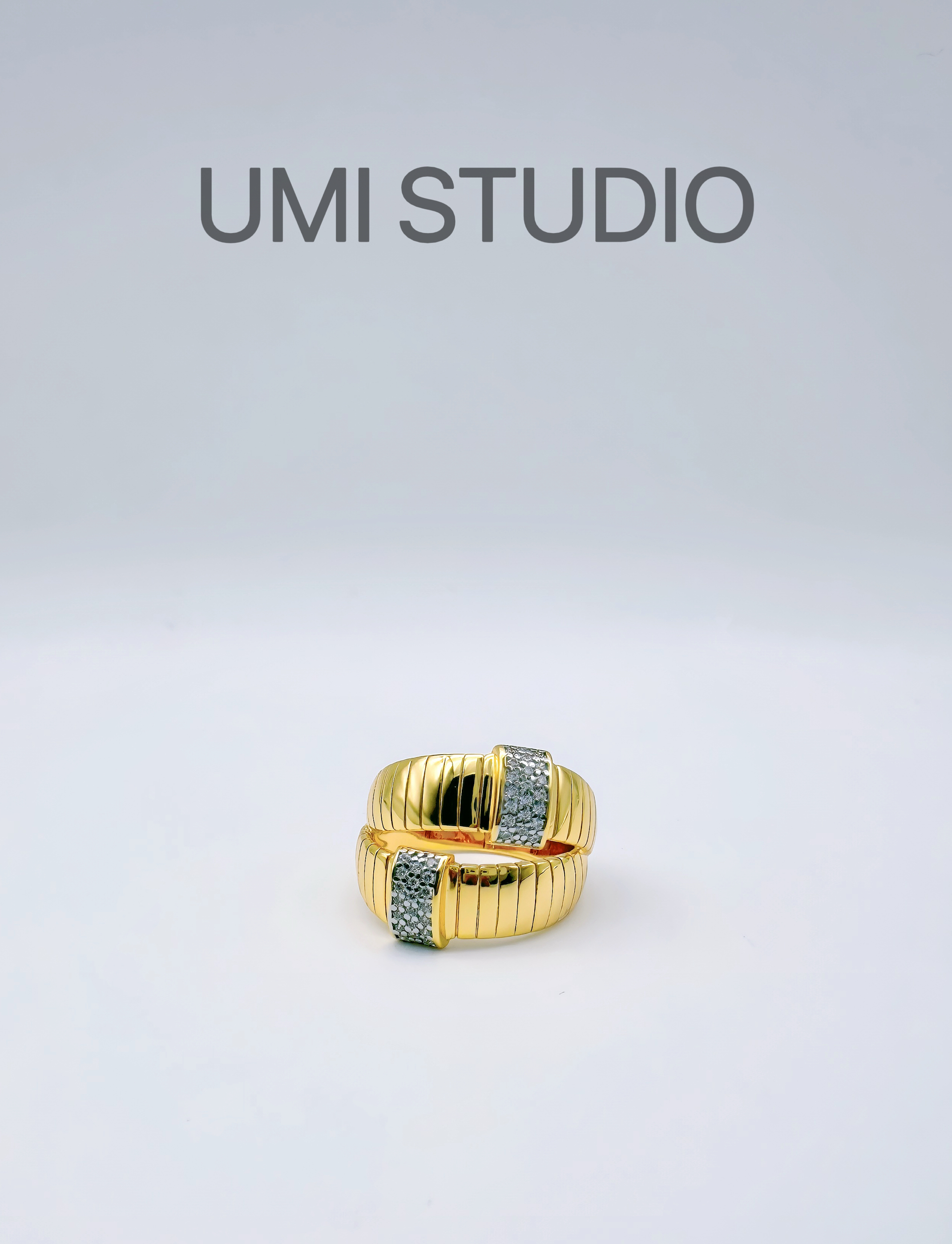 UMI家·轻珠宝/S925银镀k金·双层扭结镶钻戒指高级感轻奢主义