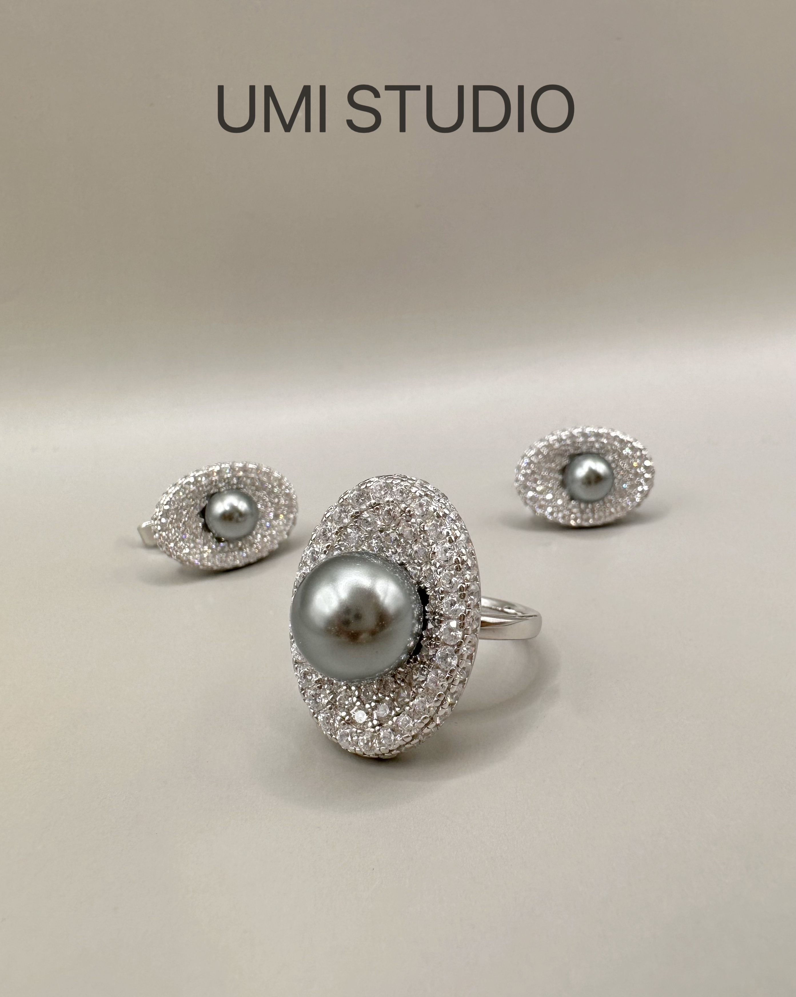 UMI家·轻珠宝/S925银镀真金·大溪地色施家珍珠耳钉法式优雅轻奢