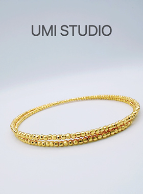 UMI家·轻珠宝/S925银镀k金·超闪多层弹簧蹦迪珠手环高级感轻奢
