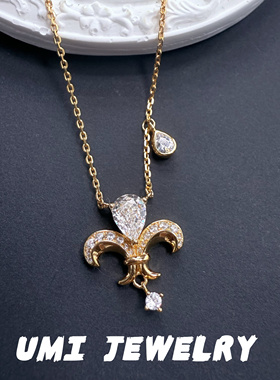 UMI家·轻珠宝/S925银镀k金鸢尾花镶钻小众设计轻奢项链高级法式