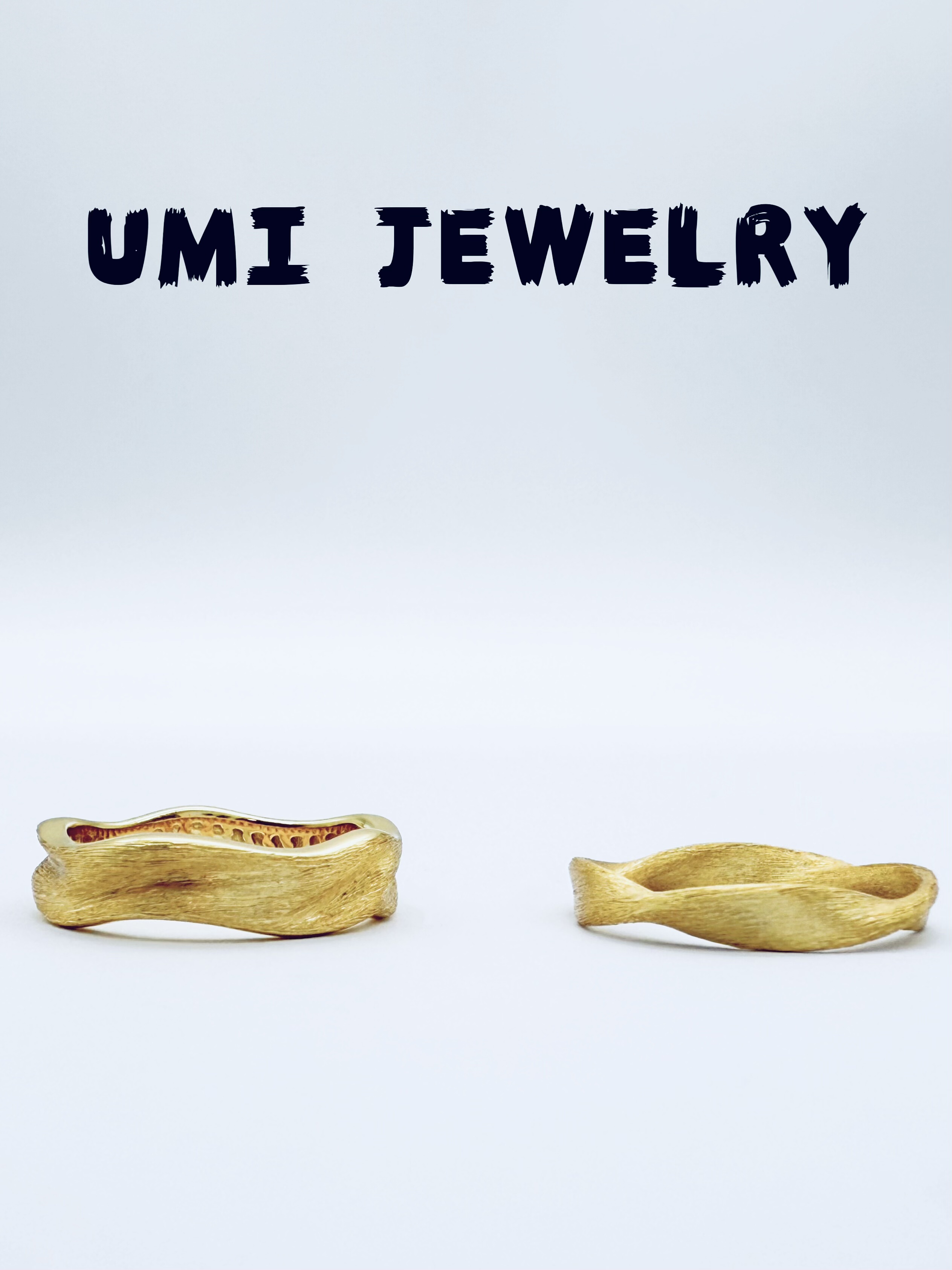 UMI【绸缎】S925银镀k金手工拉丝金色丝绸小众轻奢高级感纯银女戒