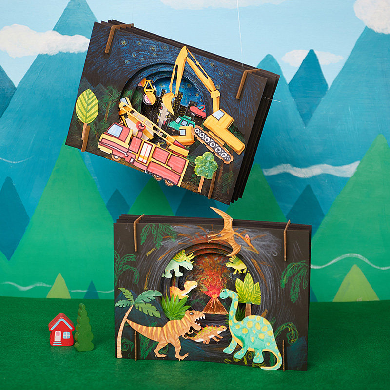 幼儿园儿童创意动物手工diy粘贴 恐龙时代立体拼装彩纸贴画材料包