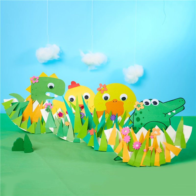 幼儿园儿童春天植树节diy草丛小动物创意彩纸粘贴手工制作材料包