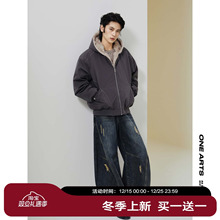ONEARTS羽绒服男款冬季美式重磅加绒加厚保暖连帽复古座山雕外套