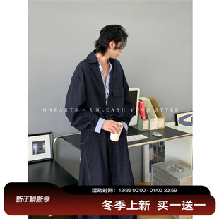 ONEARTS假两件衬衫 衬衣 男高级感痞帅春秋老钱风设计翻领拼接长袖
