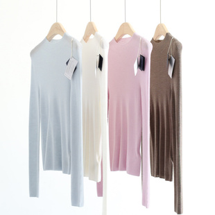 女 针织打底衫 德国进口机织无缝一体精纺22G秋冬高阶款 半高领长袖